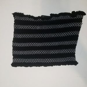 Smocked ruffled-edge black tube top